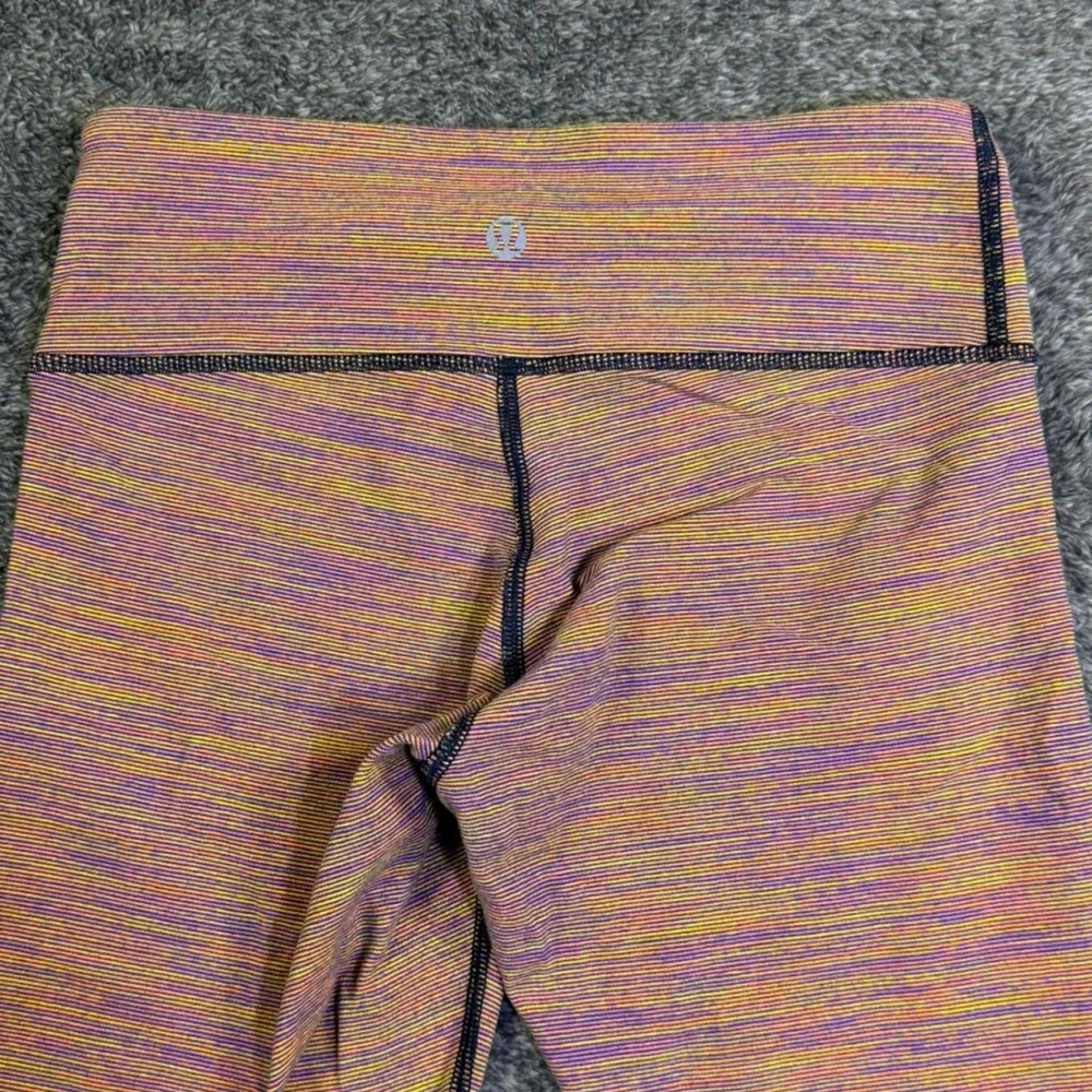 Lululemon Wunder Under‎ Crop Leggings Space Dye Pink Orange Purple Size 4